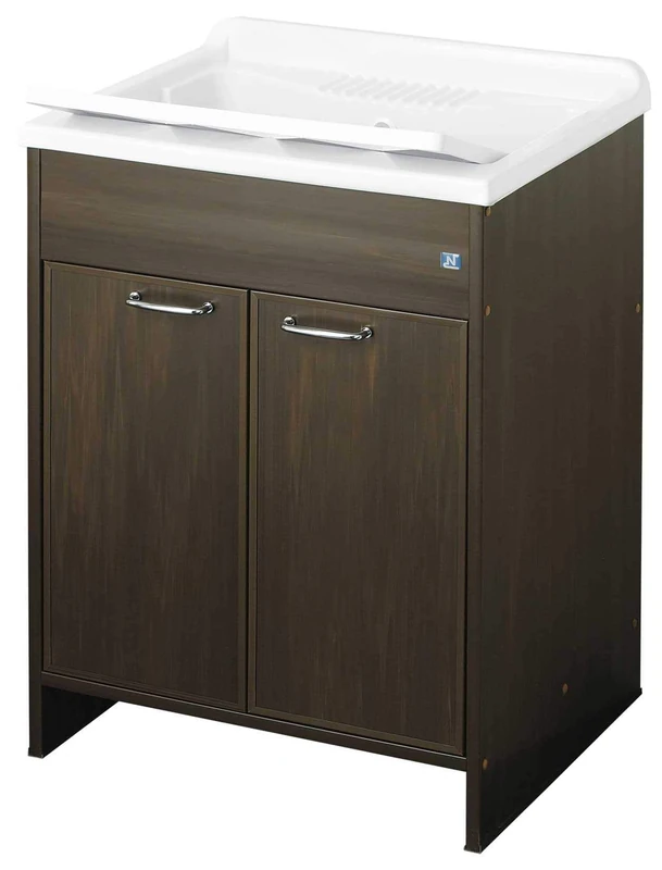 Negrari Washbasin 9002KW PVC Resin Washbasin Acid Resistant Moisture Resistant Indoor/Outdoor, 60L x 50D x 85H cm, Wenge