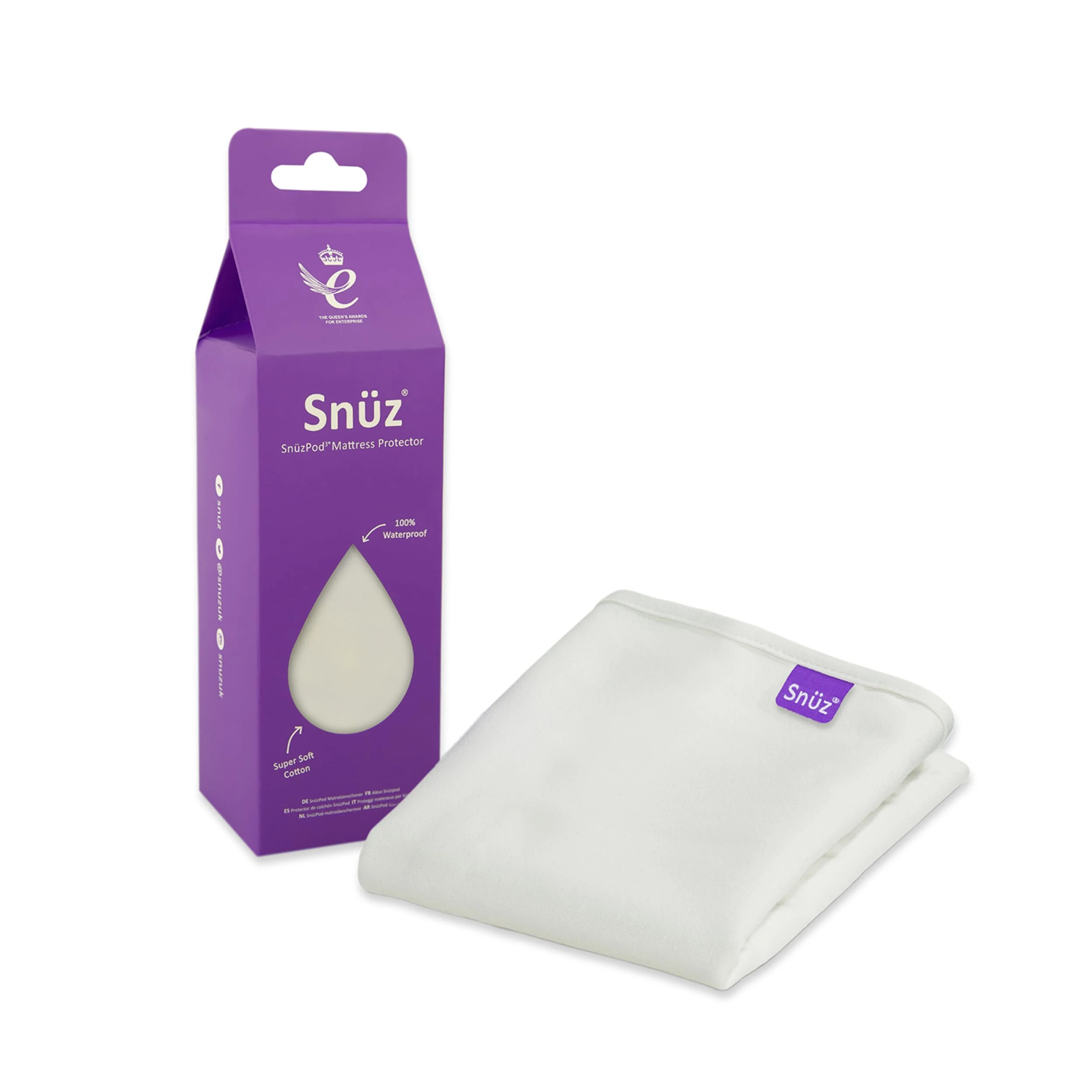 Snuz Waterproof Crib Mattress Protector for SnuzPod5, SnuzPod3 & Studio - Super Soft Brushed Cotton Cot Mattress Protector with Dust Mite Barrier, Machine Washable Crib Sheets 44x80cm