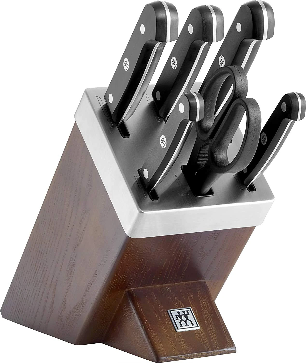 Zwilling 36133-000-0 7-Piece Self-Sharpening Knife Block Set, Wooden Block, Knife and Scissors Made of Special Stainless Steel/Plastic Handle, Gourmet