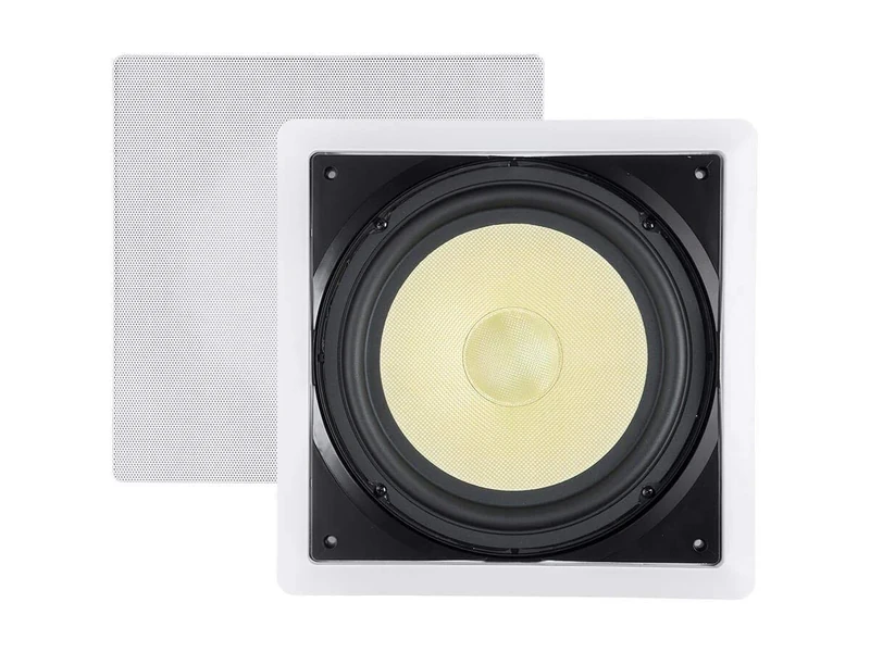 Monoprice Caliber In-Wall Speaker 10 inch Fiber 300W Subwoofer -(EACH) Easy Installation & Paintable Grill