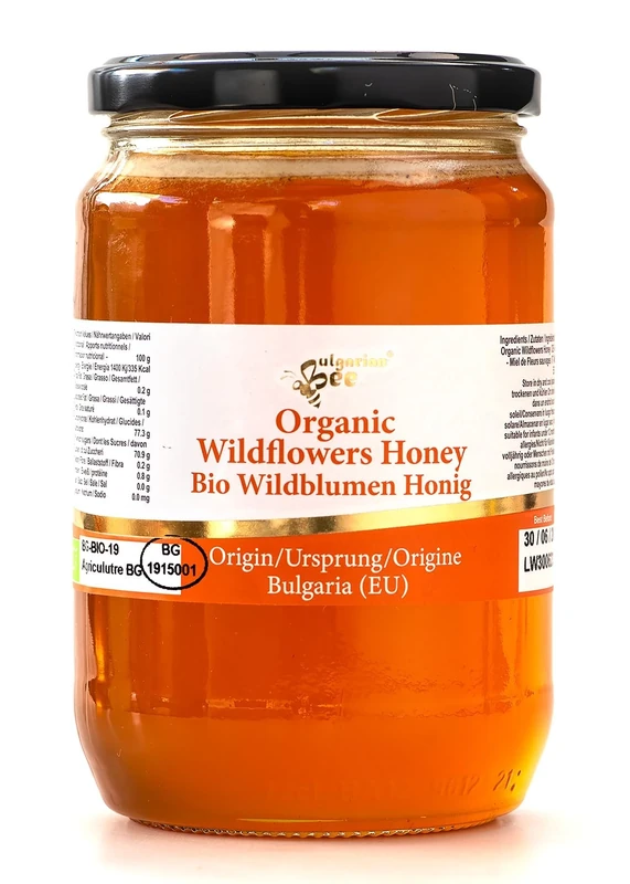 900 g Organic Wildflower Honey – Pure, Unheated, Single Source – Rich Taste & Natural Flavour – 100% Raw & Unprocessed – Premium Quality, Sustainably Harvested (900, Wildflowers)