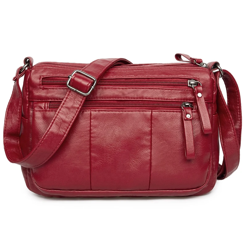 VOLGANIK ROCK Purses for Women Soft PU Leather Shoulder Bag Ladies Crossbody Purse and handbags Lightweight Pocketbook, Red-10.2", S