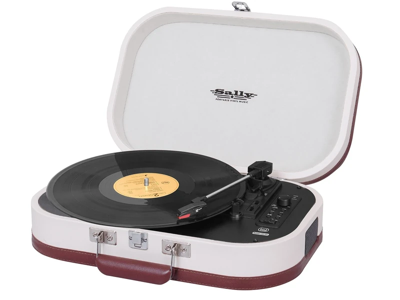 Trevi TT 1020 BT Vinyl Record Player 33, 45 and 78 RPM, Portable Turntable with Wireless Connection, MP3, USB and Encoding Function, with Built-in Stereo Speakers, Vintage Model, Beige - Image 1