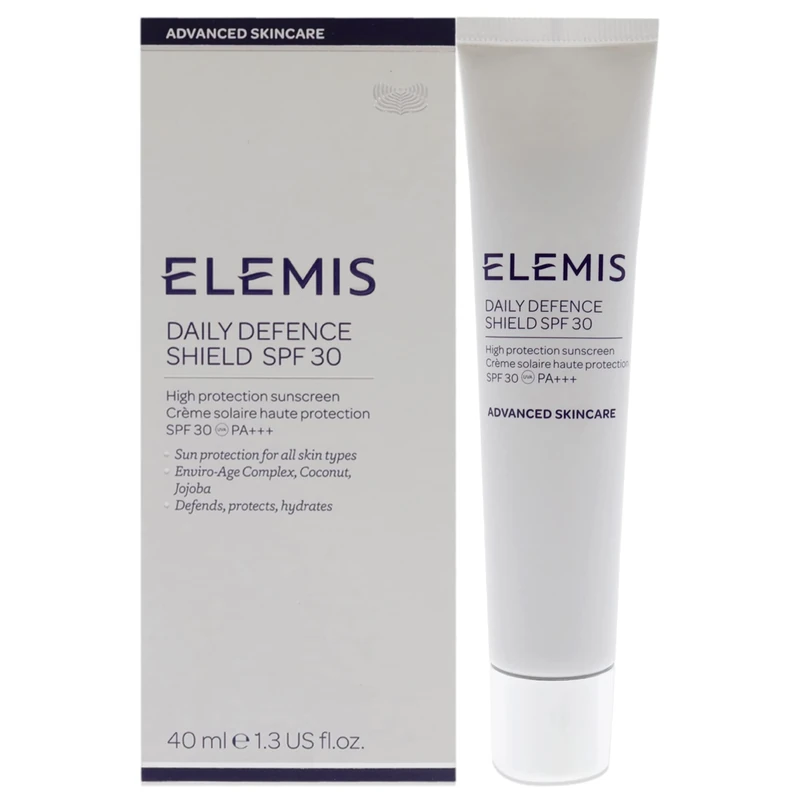 ELEMIS Daily Defence Shield SPF 30, High Protection Sunscreen, Lightweight and Non-Greasy Formula Protects Skin Against UVA and UVB Rays, Environmental Pollution and High Energy Visible Light, 40ml