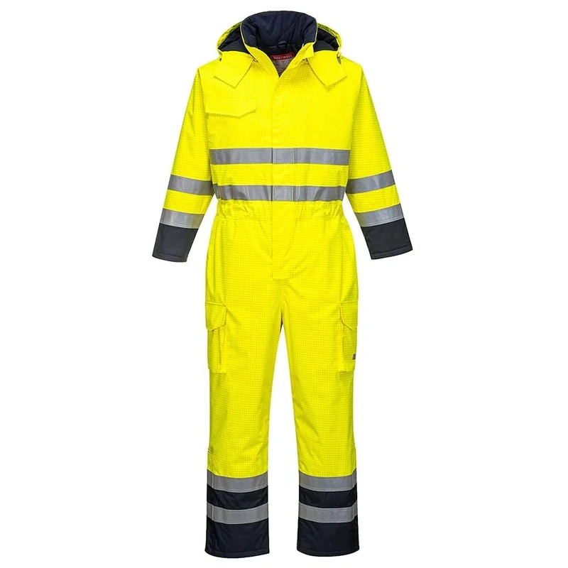 Portwest Bizflame Rain Hi-Vis Multi Coverall, Size: M, Colour: Yellow/Navy, S775YNRM