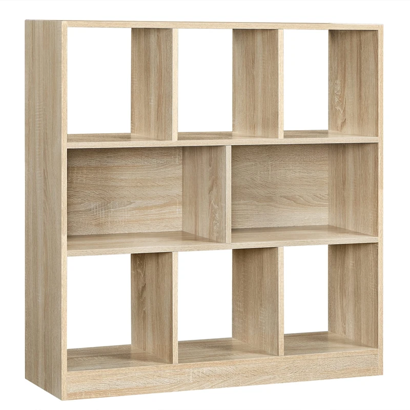 VASAGLE Bookcase, Bookshelf, Freestanding Storage Unit, 8 Open Compartments, Can Be Used Horizontally, Vertically, Upside Down, 30 x 97.5 x 100 cm, for Living Room, Study, Office, Oak Colour LBC52NL