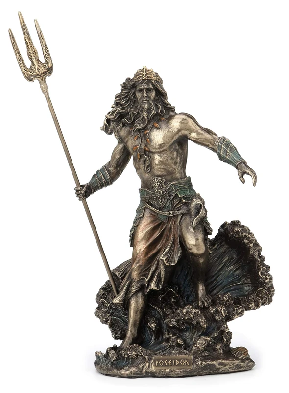 Veronese Design Greek God Poseidon Standing Over Crashing Waves Statue
