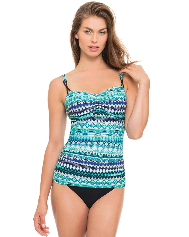 Profile by Gottex Women's Buena Vista Print Underwire Bra Tankini Top (D Cup)