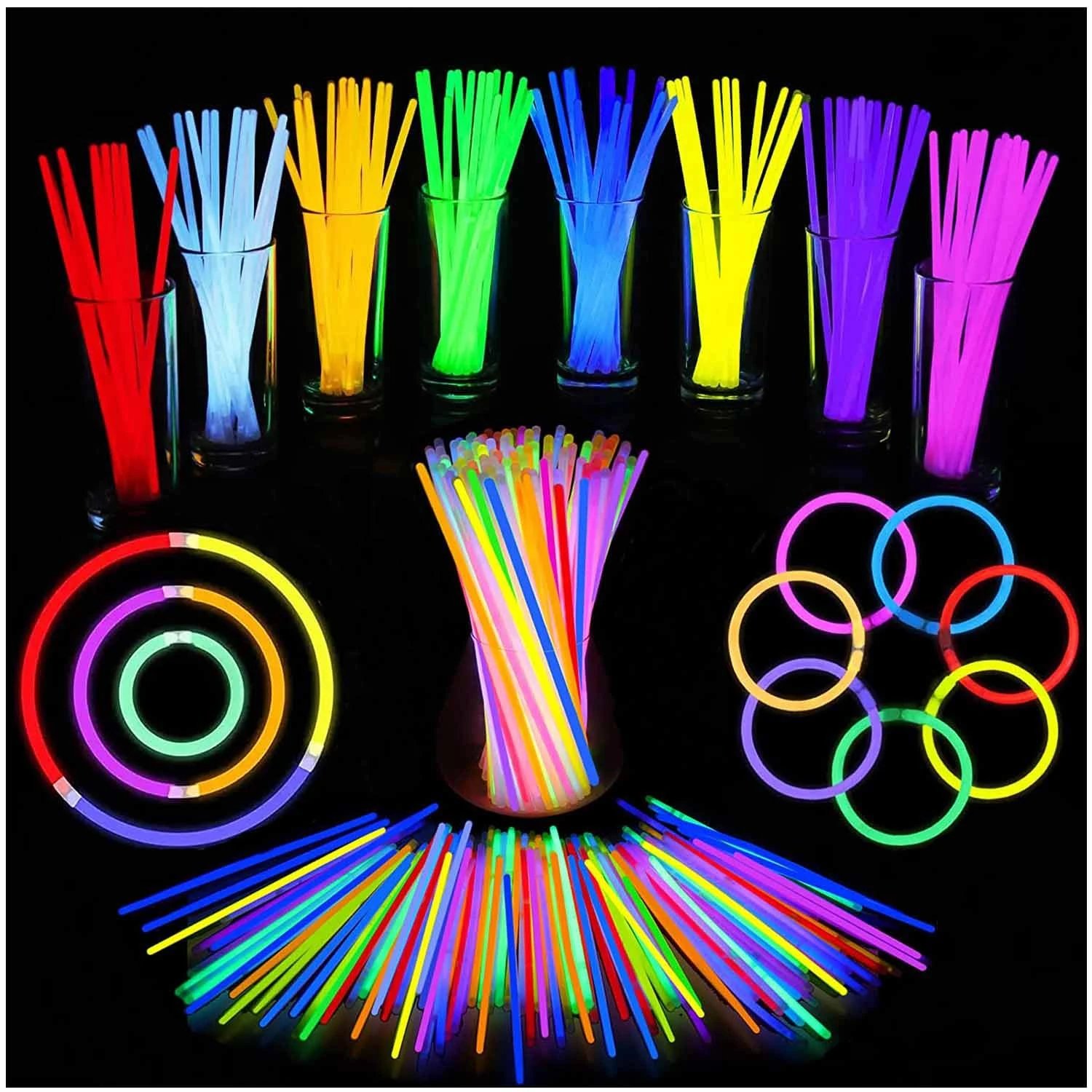 Loiina Glow Sticks 100pcs 8" with Connectors - Glow Bracelets, Necklaces for Kids, Adults Party, Festival, Halloween, Wedding, Christmas