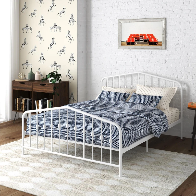 DHP Furniture Novogratz Bushwick Metal Bed White Double - Image 1