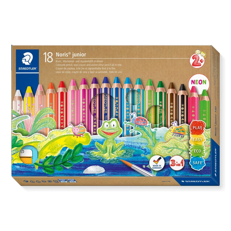 STAEDTLER Noris junior 3-in-1 colouring pencil pack of 18 assorted colours + sharpener