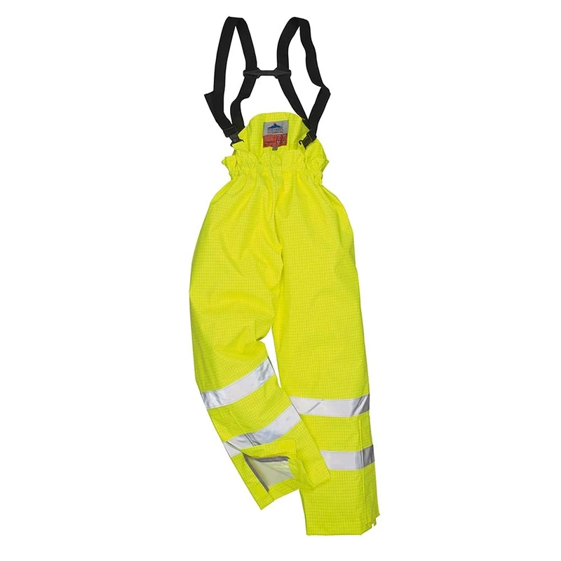 Portwest Bizflame Rain Lined Hi-Vis Antistatic FR Trouser, Size: XXXL, Colour: Yellow, S781YERXXXL