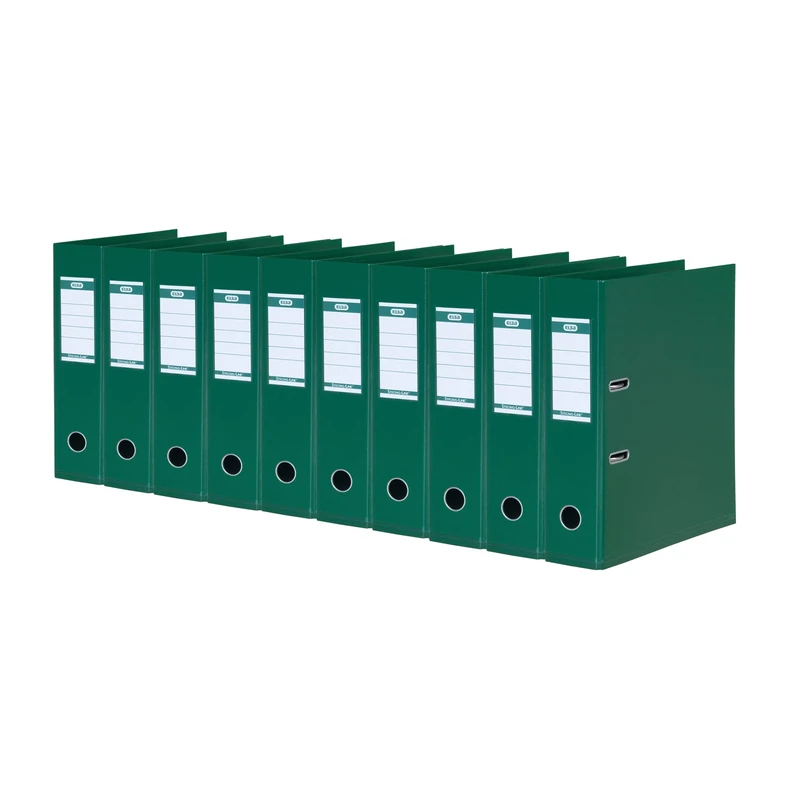 Elba A4 Strong Line 8cm Wide Plastic Folders Dark Green (Pack of 10)