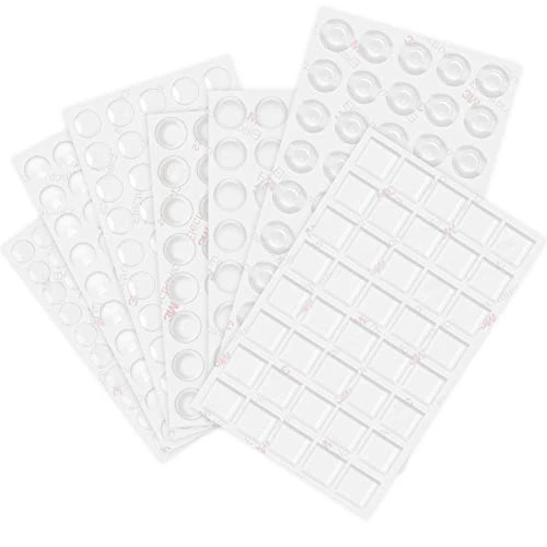 Shintop 304 Pieces Furniture Bumpers, Clear Adhesive Buffer Pads Noise Dampening for Doors Cabinets Drawers (7 Different Sizes)