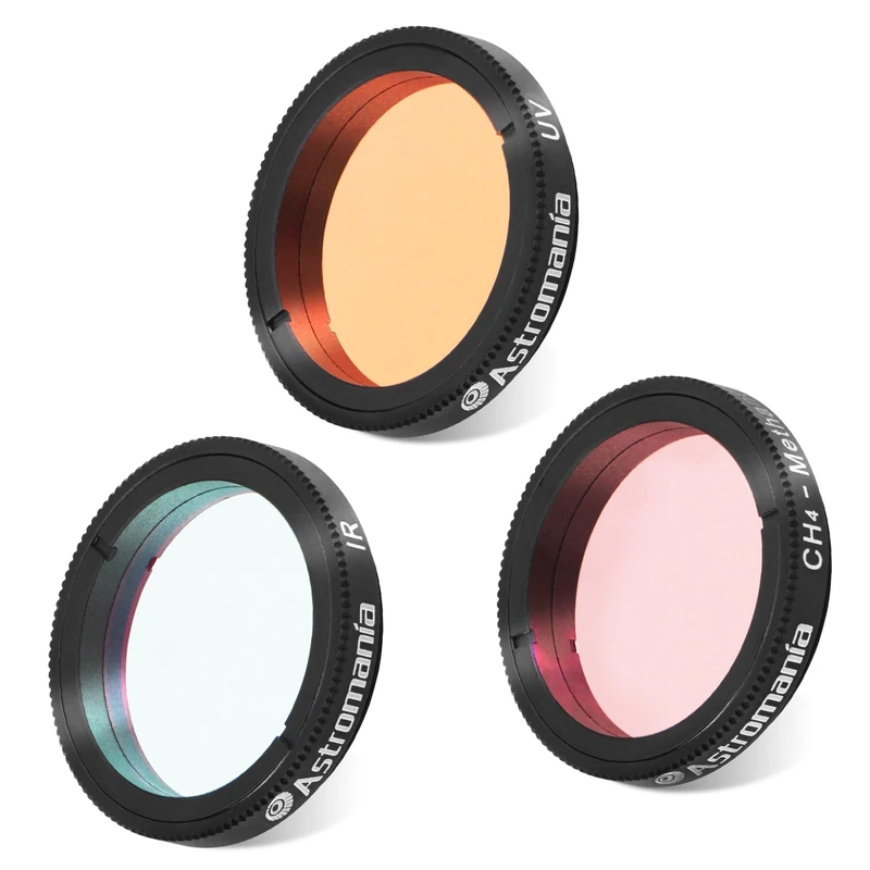 Astromania 1.25-Inch Specialized Planetary Imaging Filter Set - 3-Piece (UV, IR, CH4) - Enhances Astrophotos