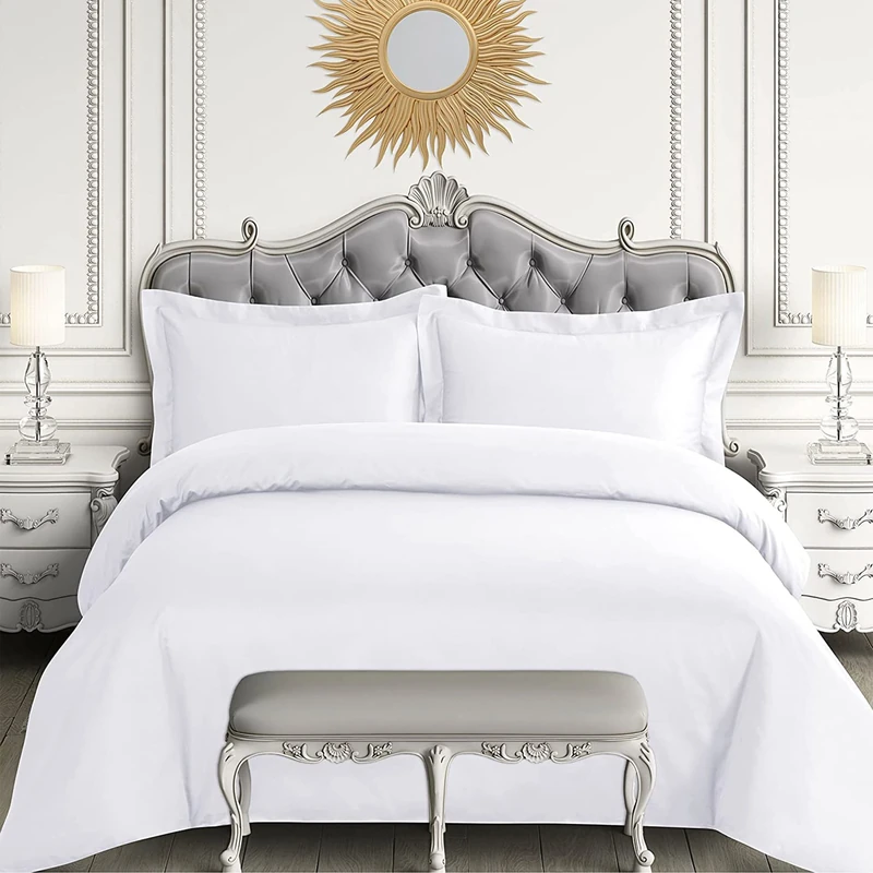 Tribeca Living EC 600 TC Oversized Duvet Cover Set Queen White