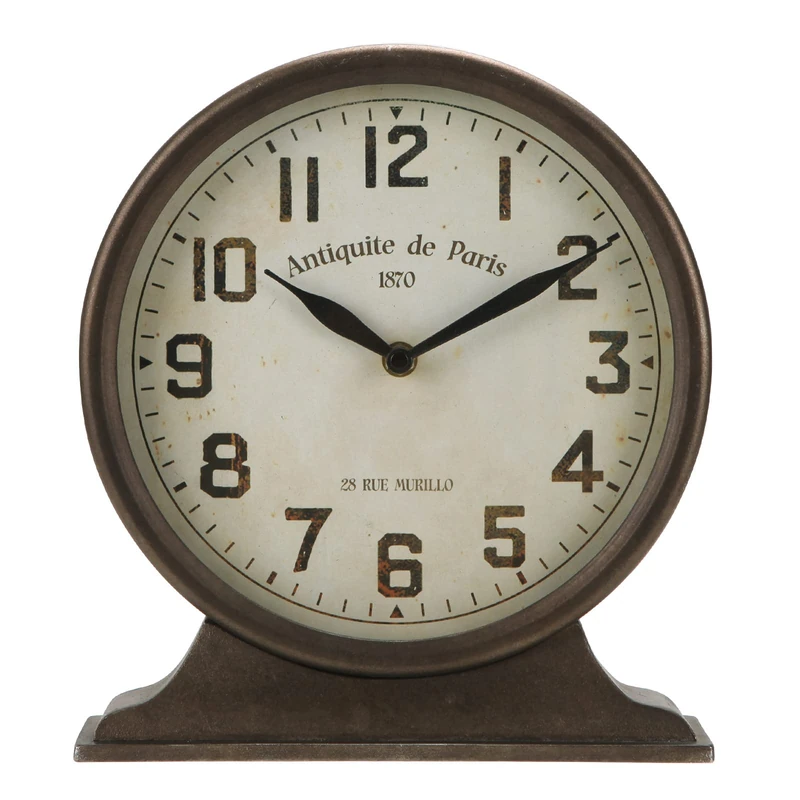 NIKKY HOME Vintage Shabby Metal Table Clock for Home Decoration 24.5x7.8x26.5 cm