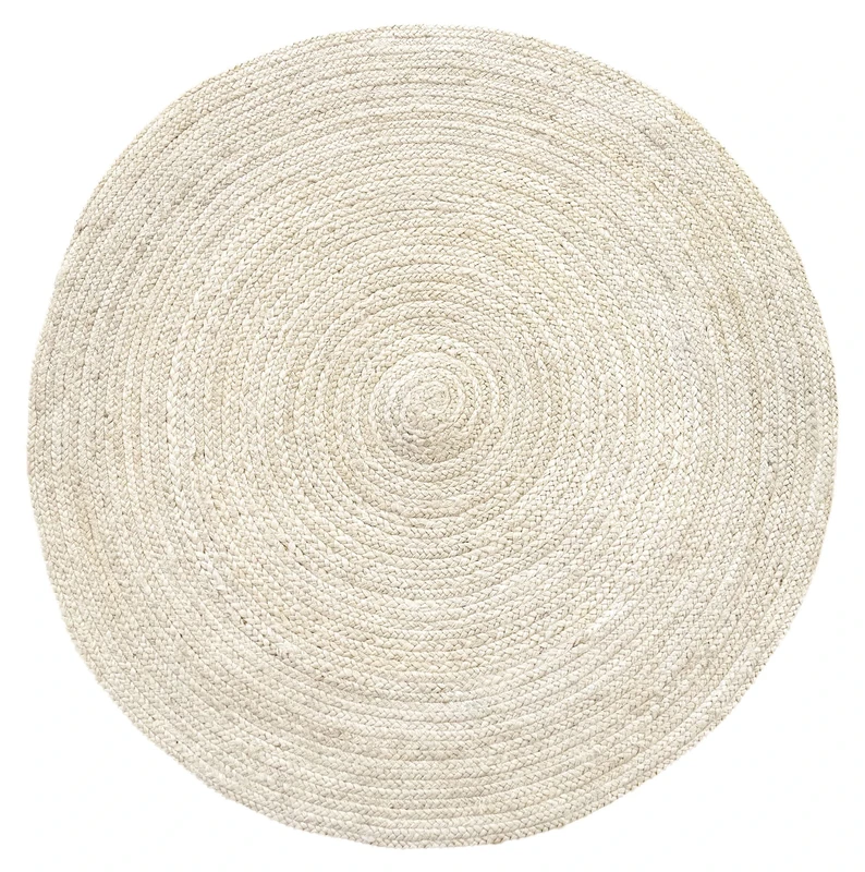 HAMID - Rug Jute Round Alhambra White Colour, Jute Rug, Area Rug 100% Jute Fibre Hand Wovem, Braided Rug for Home, Living Room, Floor Carpet..(100x100cm)