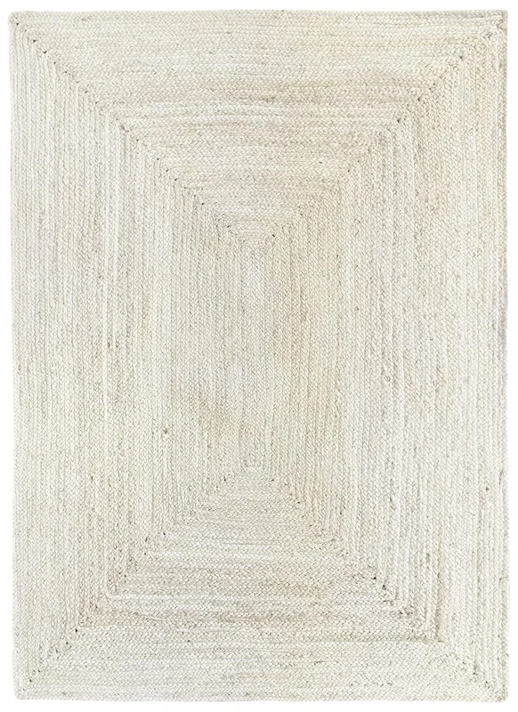 HAMID - Rug Jute Alhambra White Colour, Jute Rug, Area Rug 100% Jute Fibre Hand Wovem, Braided Rug for Home, Living Room, Floor Carpet..(170x120cm)