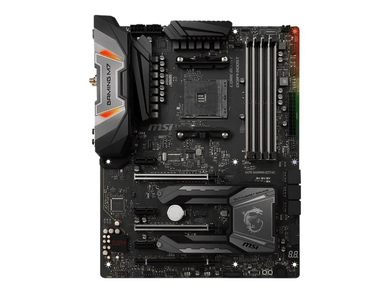 MSI X470 Gaming M7 AC AMD Ryzen S AM4 DDR4 SATA3 Dual M.2 2-Way SLi/3-Way Crossfire Gbe/Wi-Fi USB3.1 Gen2 A Plus C ATX Motherboard - Black