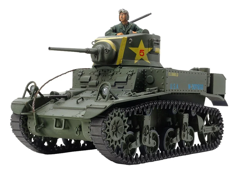 TAMIYA 35360-1:35 US M3 Stuart Late Production, Model Building, Plastic Kit, Hobby, Crafts, Gluing, Model Kit, Model, Assembly, Unpainted