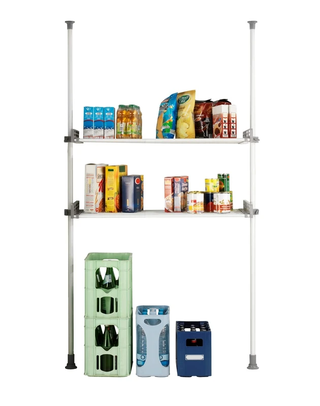 WENKO 50612100 Telescopic clothes rack system Herkules Twin - adjustable organisation system, Steel, 73-120 x 165-300 x 42.5 cm, White