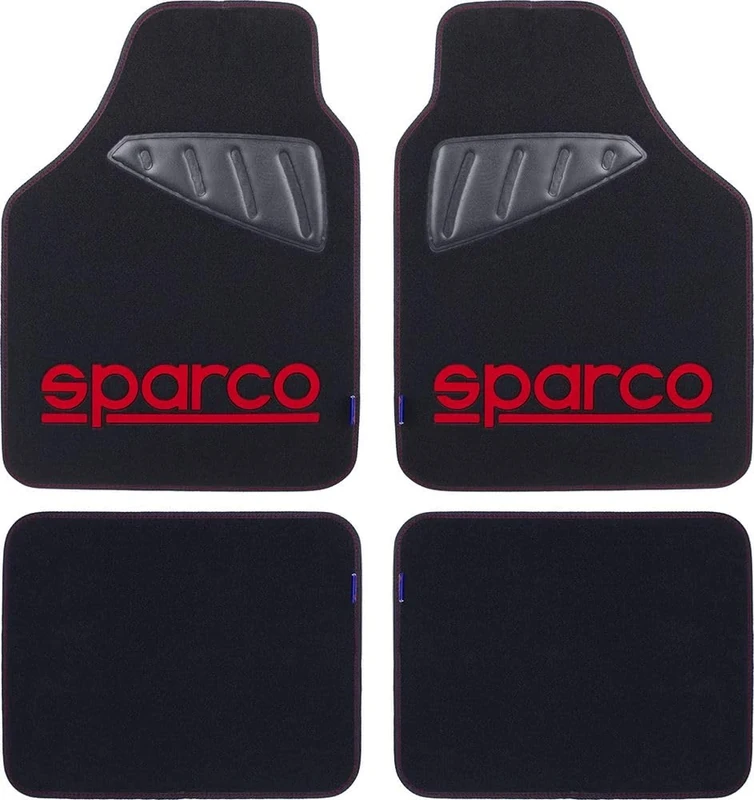 SPARCO Universal Floor Mats Set Car Carpet Black/Red Polyester