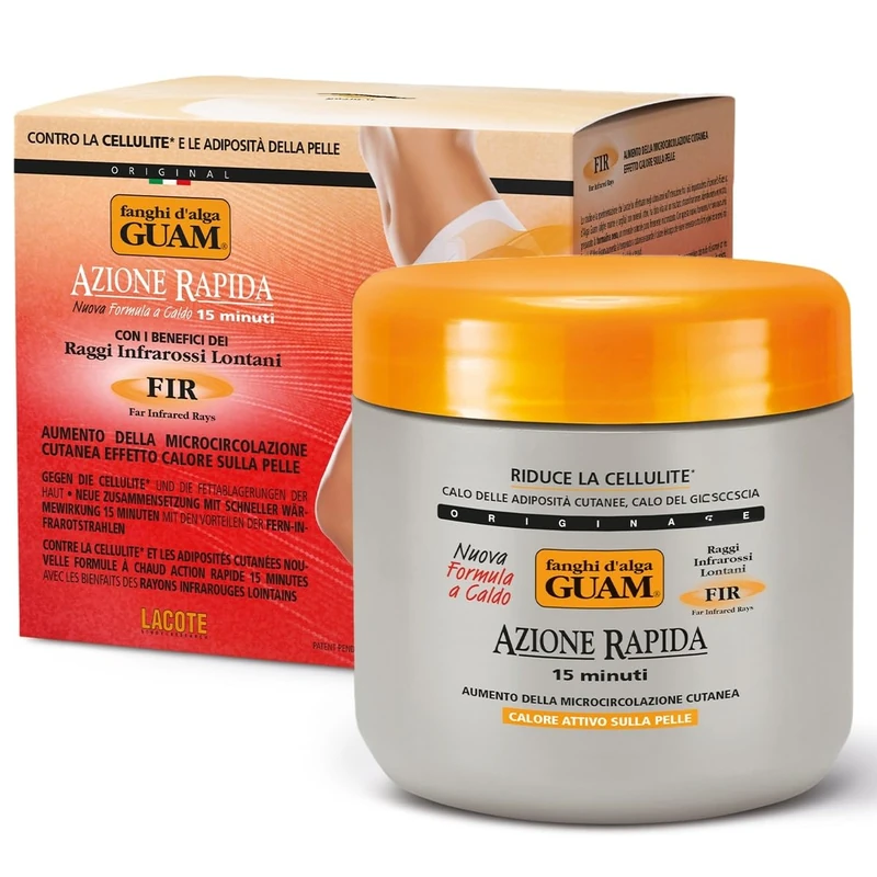 GUAM FIR Anti Cellulite Seaweed Hot Body Mud - 500g Warm Cellulite Remover for Flat Tummy & Waist - Belly Tightening Skin Firming Cream - 15Min Fast Formula to Boost Skin Microcirculation & Elasticity