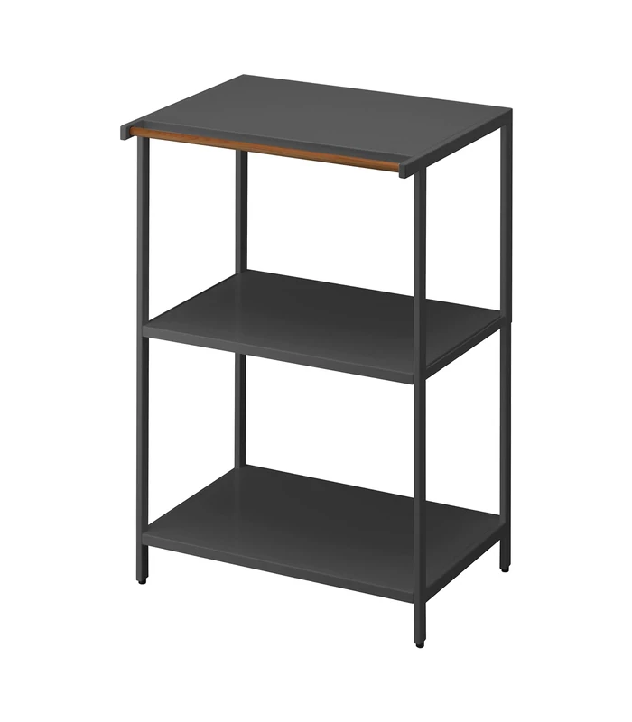 YAMAZAKI 3598 TOWER 3-Tiered Storage Rack, black, Steel/Wood, Minimalist, 60 x 46.5 x 90 cm