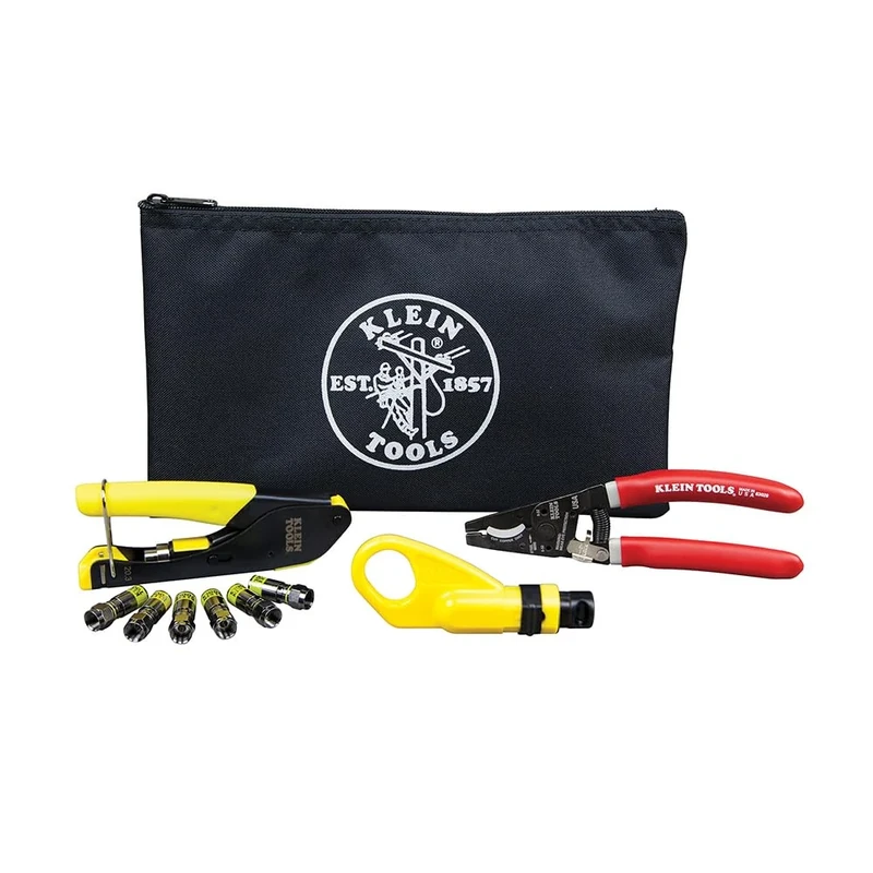 Coax Installation Kit with F Connectors, Cable Cutter, Compression Tool, Stripper, More Klein Tools VDV026-211