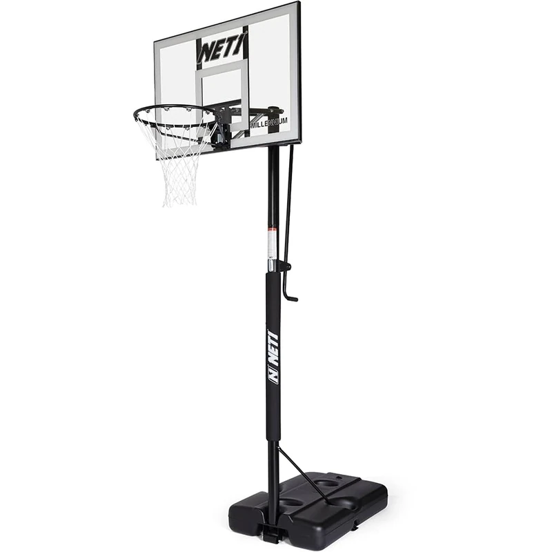 NET1 | Premium Height Adjustable Full-Size Regulation Portable Basketball Backboard System For Adults | Ultra Durable 18" Solid Steel Hoop | Padded Pole