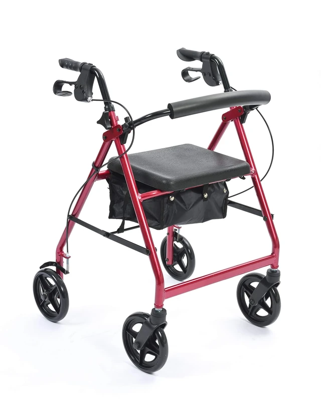 NRS Healthcare A-Series 4-Wheel Rollator Walking Aid, Red