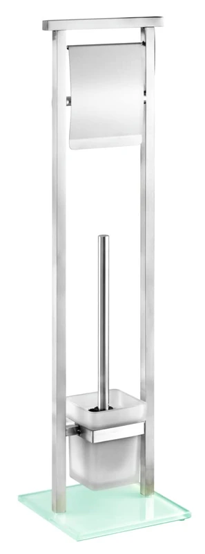 WENKO 22992100 Freestanding toilet brush Debar - Toilet brush holder, Stainless steel, 18 x 73 x 18 cm, Satinised