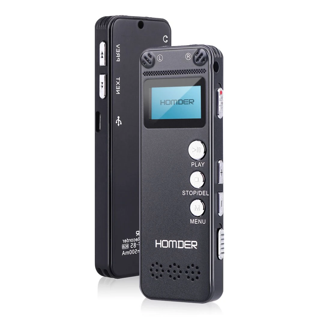 Digital Voice Recorder, Homder USB Professional Dictaphone Recorder with MP3 Player, Activated Rechargeable, Stereo HD Recording for Lectures (8GB)