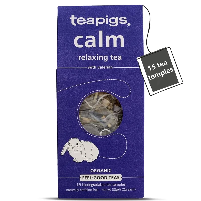 teapigs Calm Herbal Tea Bags - Whole Leaves & Flowers - Caffeine-Free Nighttime Blend for Sleep, Relaxation & Digestive Comfort - Eco-Friendly & Soothing - 15 Biodegradable Tea Temples (1 Pack)