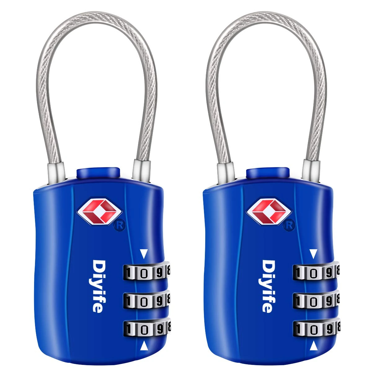 Diyife TSA Luggage Locks, [Newest Version][2 Packs] 3-Digit Security Padlock, Combination Padlocks, Code Lock for Travel Suitcases Luggage Bag Case etc.(Blue)