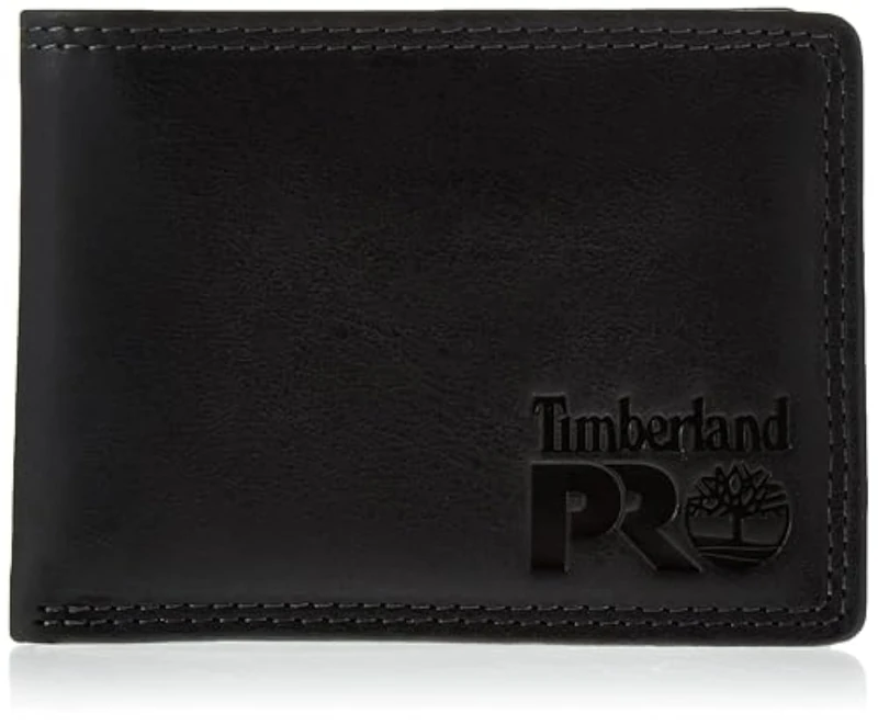Timberland PRO mens Leather Rfid With Removable Flip Pocket Card Carrier Wallet, Black/Brandy, One Size UK