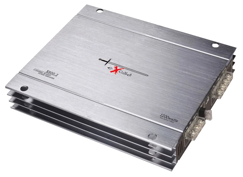 Excalibur X600.2 - 2 Channel Car Amplifier, 1200W Power, Variable Crossover, 2 Ohms