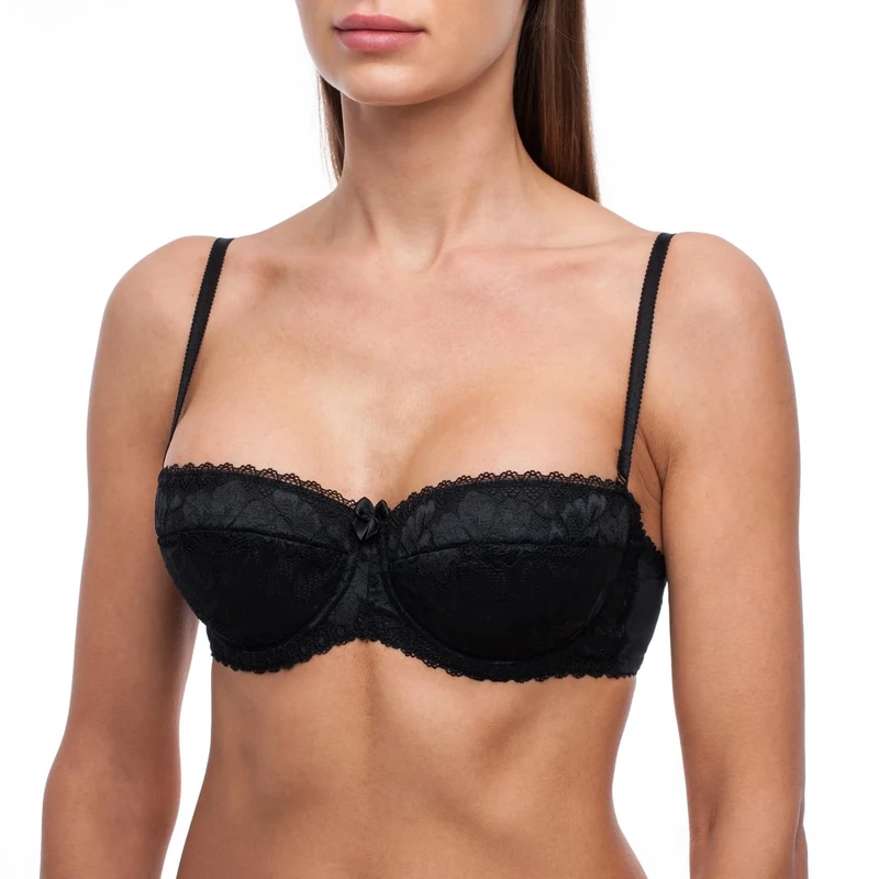 frugue Strapless Push Up Balcony Lace Bra Black 36 B