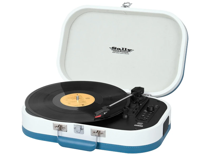 Trevi TT 1020 BT Vinyl Record Player 33, 45 and 78 RPM, Portable Turntable with Wireless Connection, MP3, USB and Encoding Function, with Built-in Stereo Speakers, Vintage Model, Turquoise - Image 1