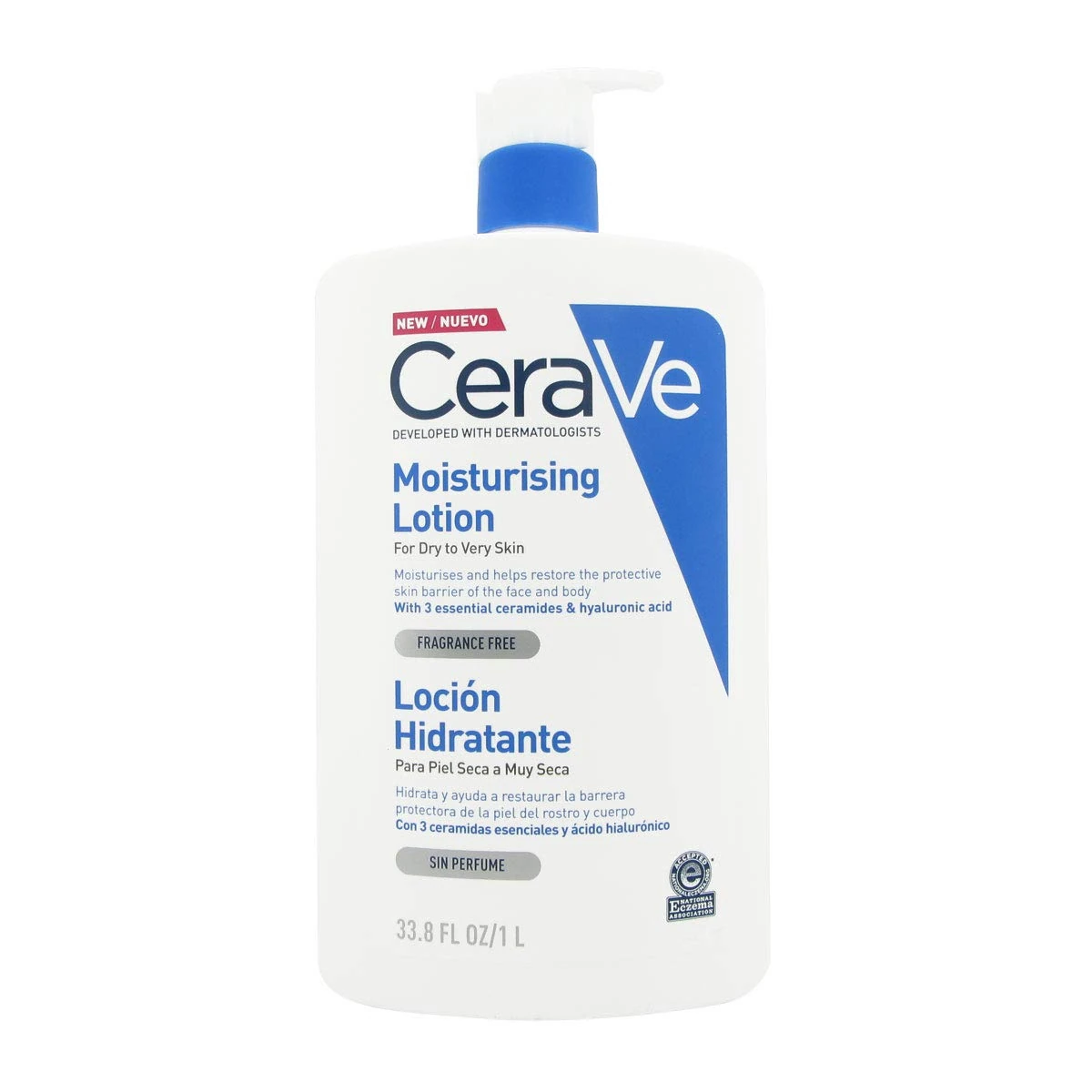 CeraVe Moisturising Lotion, Daily Face & Body Moisturiser, With 3 essential ceramides & hyaluronic acid, For dry to very dry skin, 1 l/35 oz