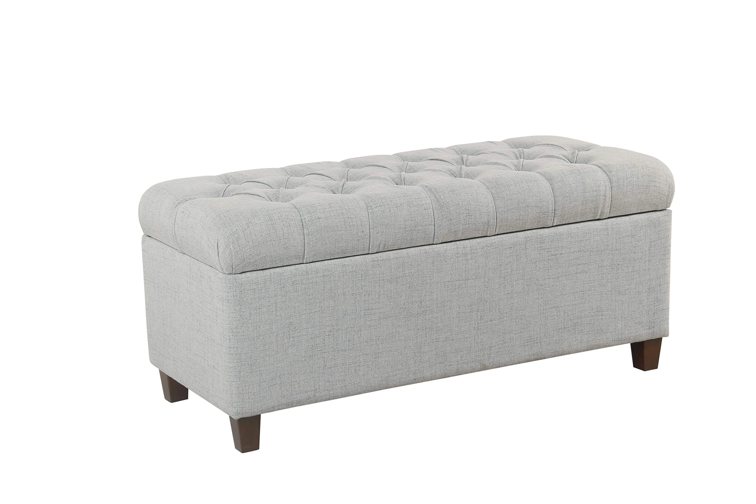 Meadow Lane Button Tufted Storage Bench - Light Blue