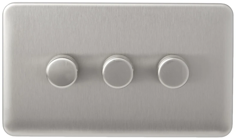 Schneider Electric GGBL6032CSSS Schneider Electric Lisse Screwless Deco Uni Dimmer 3G 2way 250W/VA SS, 250 W, 240 V, Stainless Steel