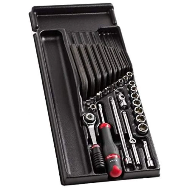 FACOM MOD.R161-26 Module 6-Sided Sockets for Male Wrench/Bits, Multi-Coloured, 1/4-Inch