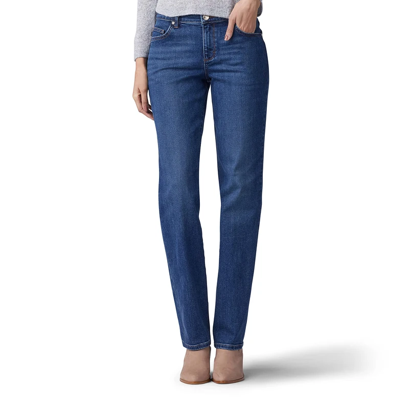 Lee Women's Petite Relaxed Fit Straight Leg Jean, El Paso Blue, 8 Short