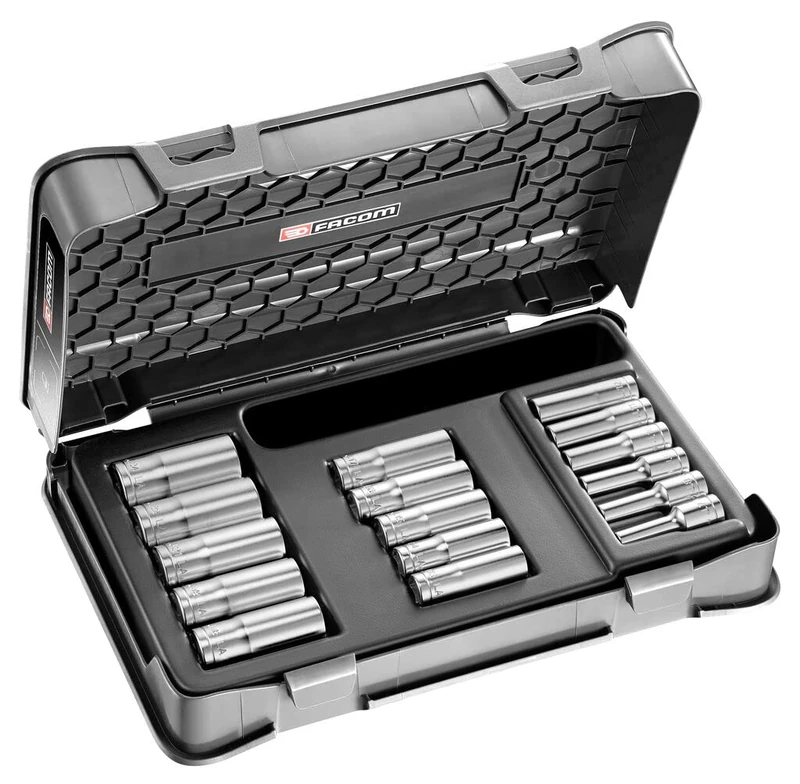Socket Set 3/8 Inch Long 12 Metric Pans 16 Pieces