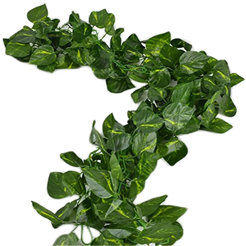Unilove 168 feet Fake Foliage Garland Leaves Decoration Artificial Greenery Ivy Vine Plants for Home Decor Indoor Outdoors (Artificial Scindapsus Leaves)