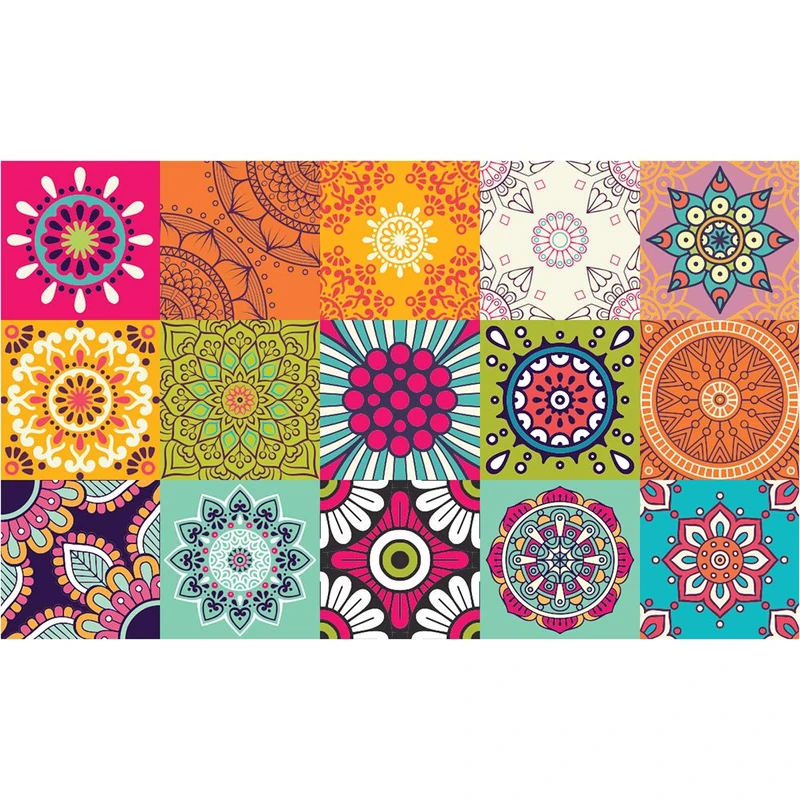 Ambiance Sticker Carpet Tiles Azteka, Vinyl Floor Mat, Multicoloured, 60 x 100 x 280 cm, Kitchen Rug, Waterproof, Fireproof, Non-slip, Indoor and Outdoor Mat