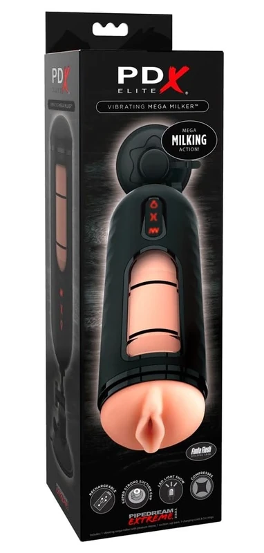 PDX Vibrating Mega Milker Light & Black 14 cm