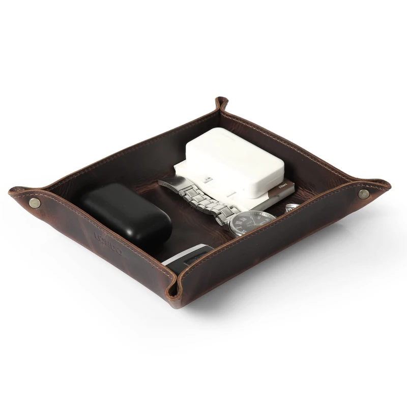 Londo Genuine Leather Tray Organizer Storage for Wallets Watches Keys Coins Cell Phones and Office Equipment - Image 1